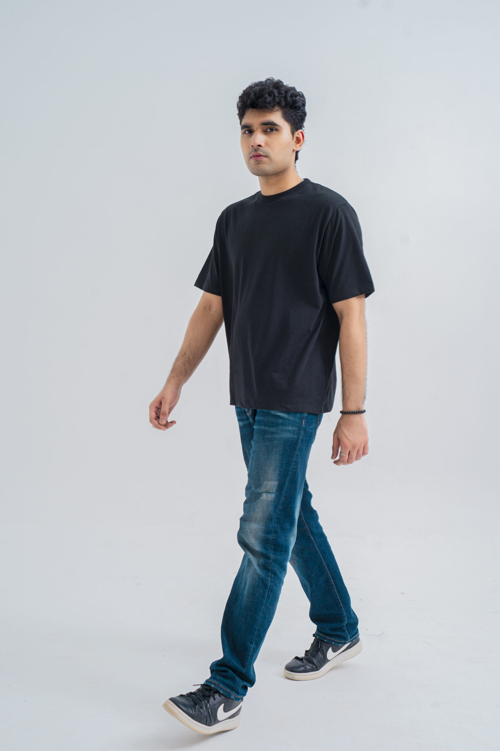 Drop Shoulder Tee Shirt - Black